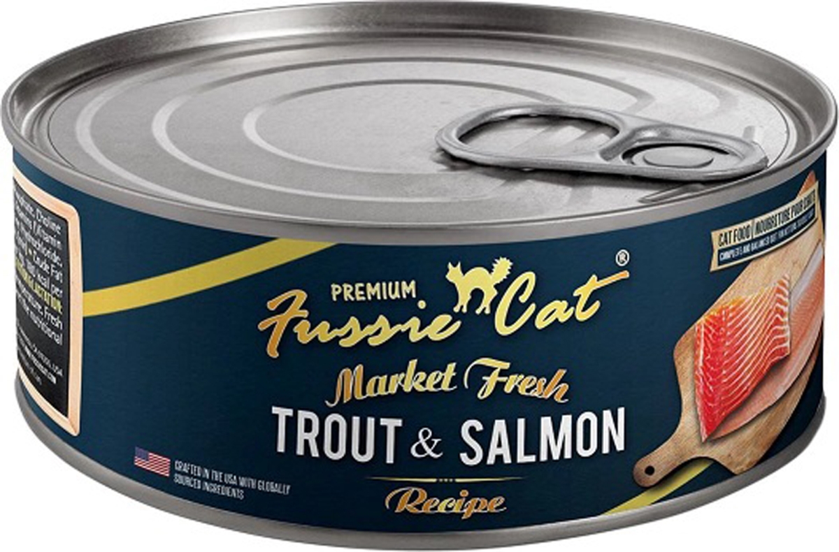 Picture of Fussie Cat 888641138470 Market Fresh Trout & Salmon Pate Wet Cat Food - 5.5 oz - Case of 24
