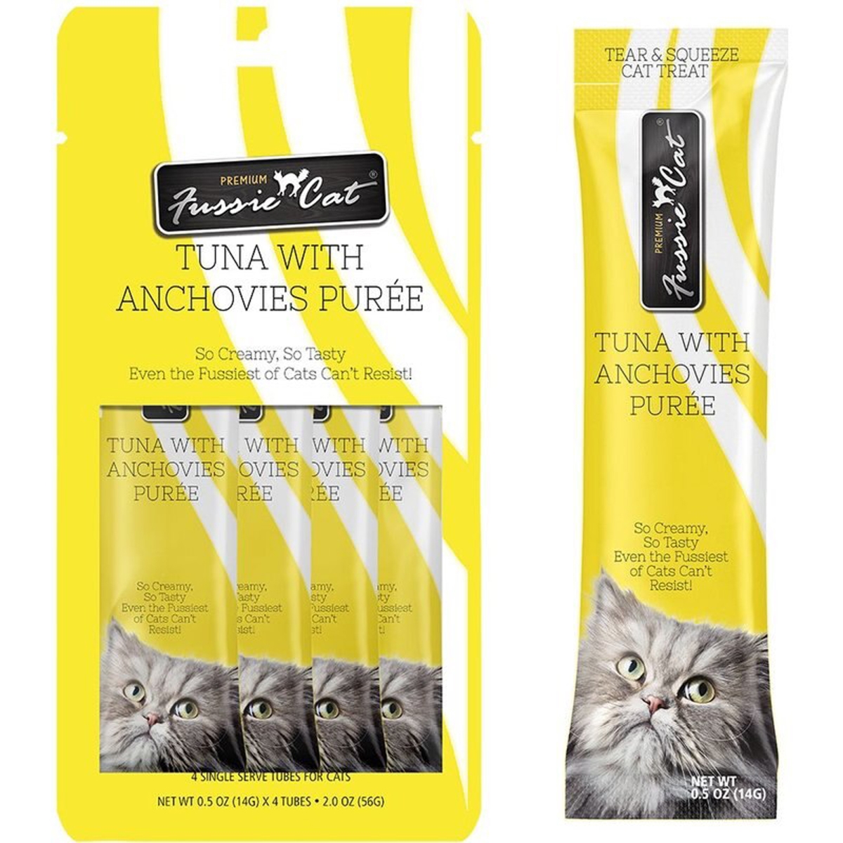 Picture of Fussie Cat 888641138951 2 oz Tuna Cat Treat with Anchovies Puree - 18 Count