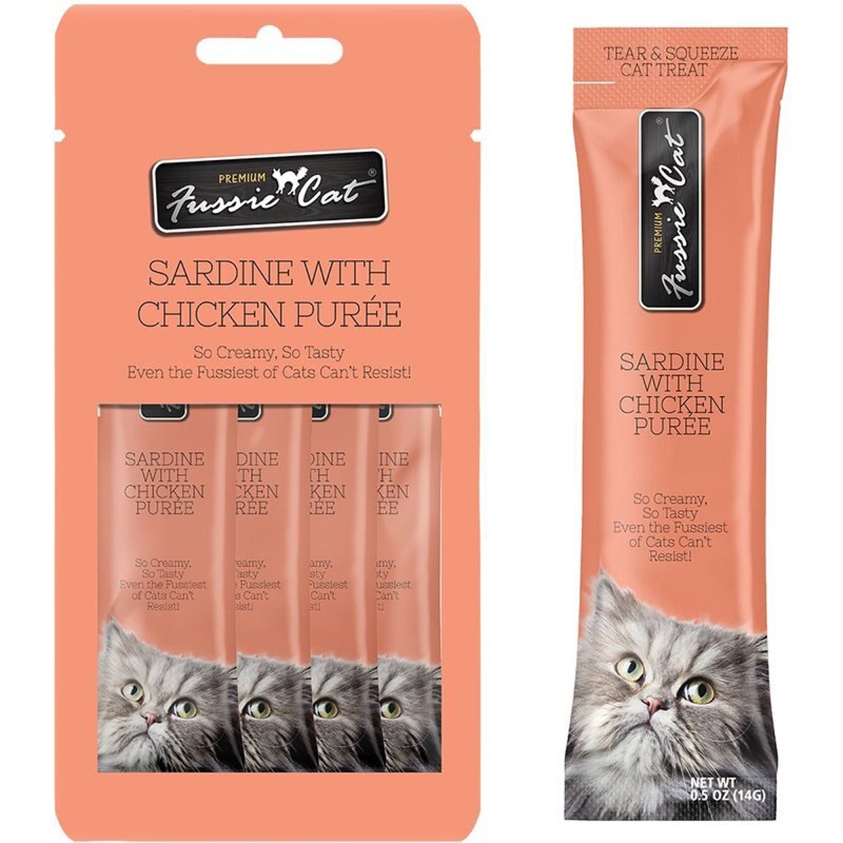 Picture of Fussie Cat 888641139323 2 oz Sardine Cat Treat with Chicken Puree - 18 Count