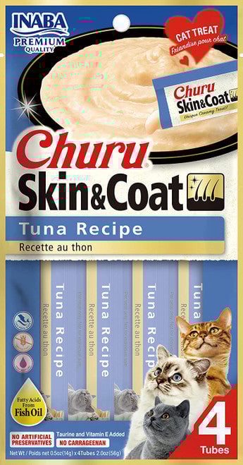 Picture of Inaba 850006715756 2 oz Churu Skin & Coat Tuna Recipe Cat Treat