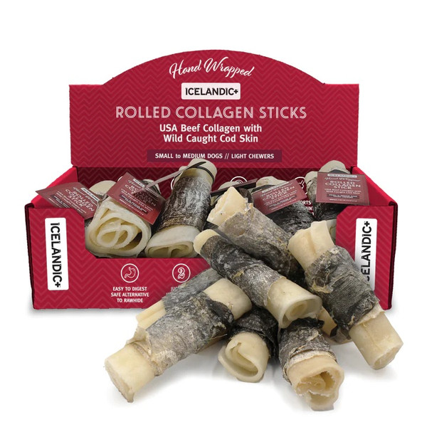 Picture of Icelandic 850003829852 4 in. Chew Stick Beef Rolled Collagen Stick with Wrapped Fish&#44; 12 Count