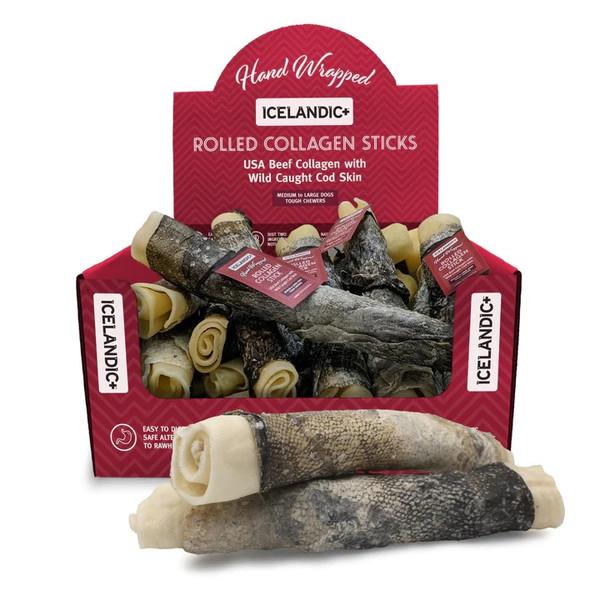Picture of Icelandic 850003829883 8 in. Chew Stick Beef Rolled Collagen Stick with Wrapped Fish&#44; 18 Count