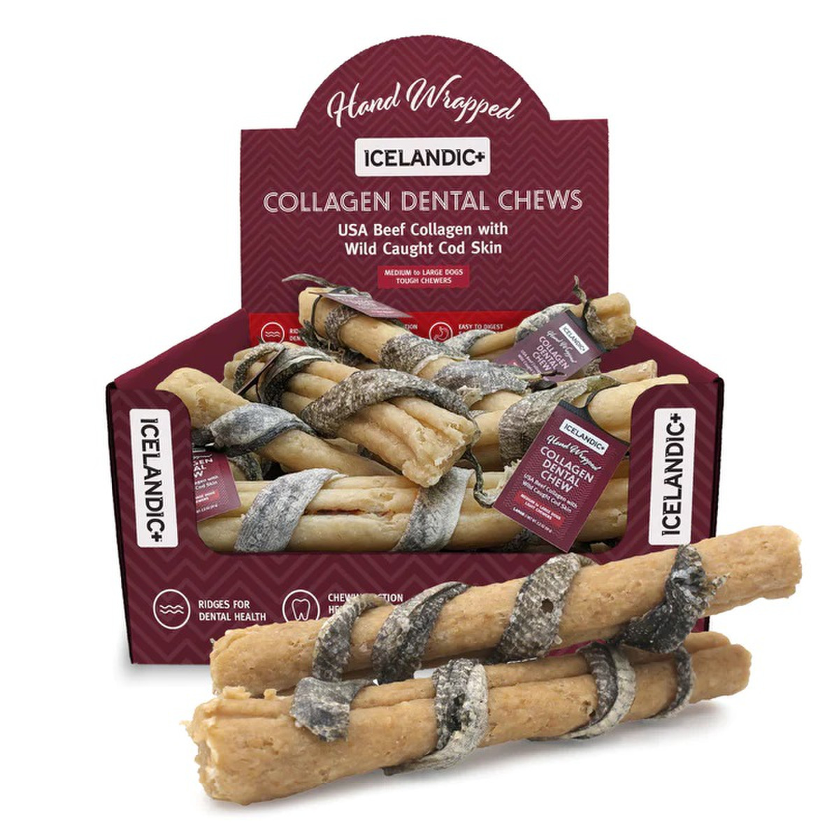 Picture of Icelandic 850003829951 8 in. Chew Stick Beef Collagen Dental Chew with Wrapped Fish&#44; 18 Count