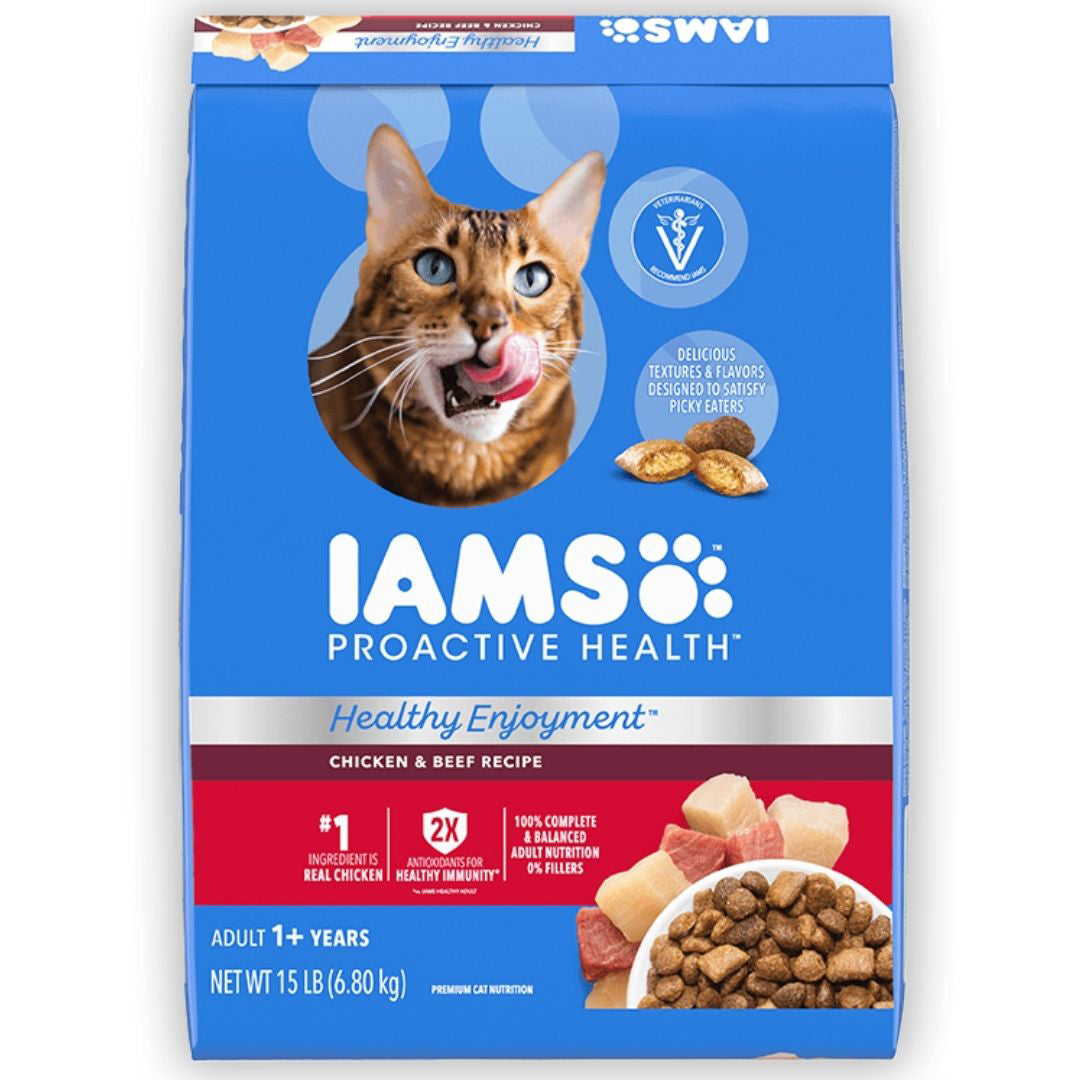 Picture of IAMS 019014806362 15 lbs Proactive Health Healthy Enjoyment Dry Cat Food - Chicken Beef