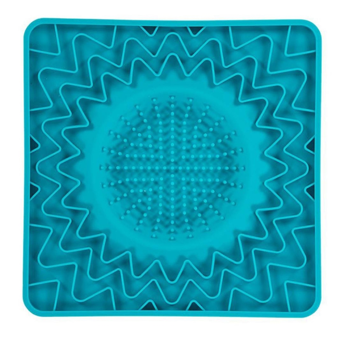 628043607781 10 x 10 in. Framed Silicone Interactive Licking Dog & Cat Bowl Mat, Blue