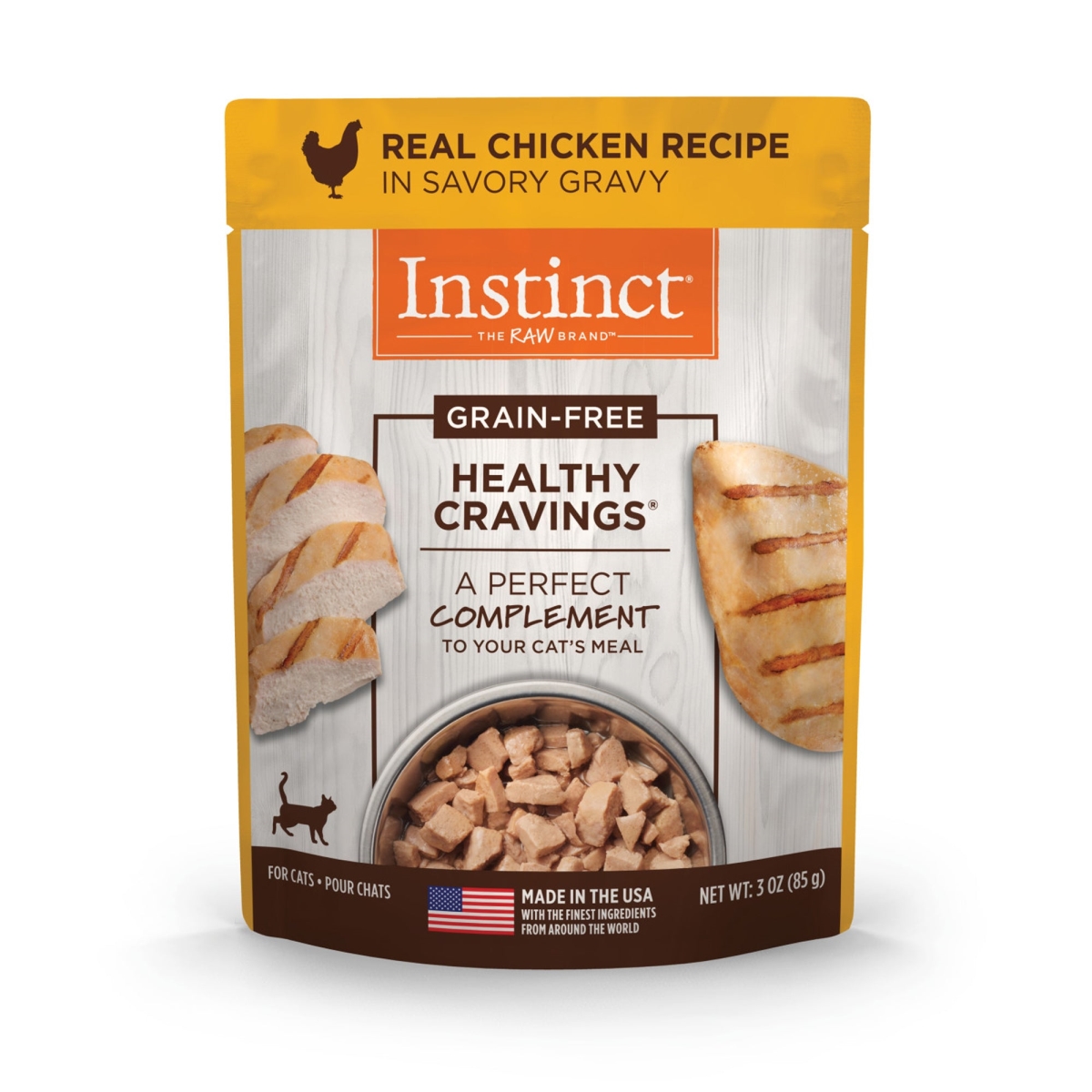 Picture of Natures Variety 769949610021 3 oz Healthy Cravings Chicken Instinct Cat Food Pouch - Case of 24