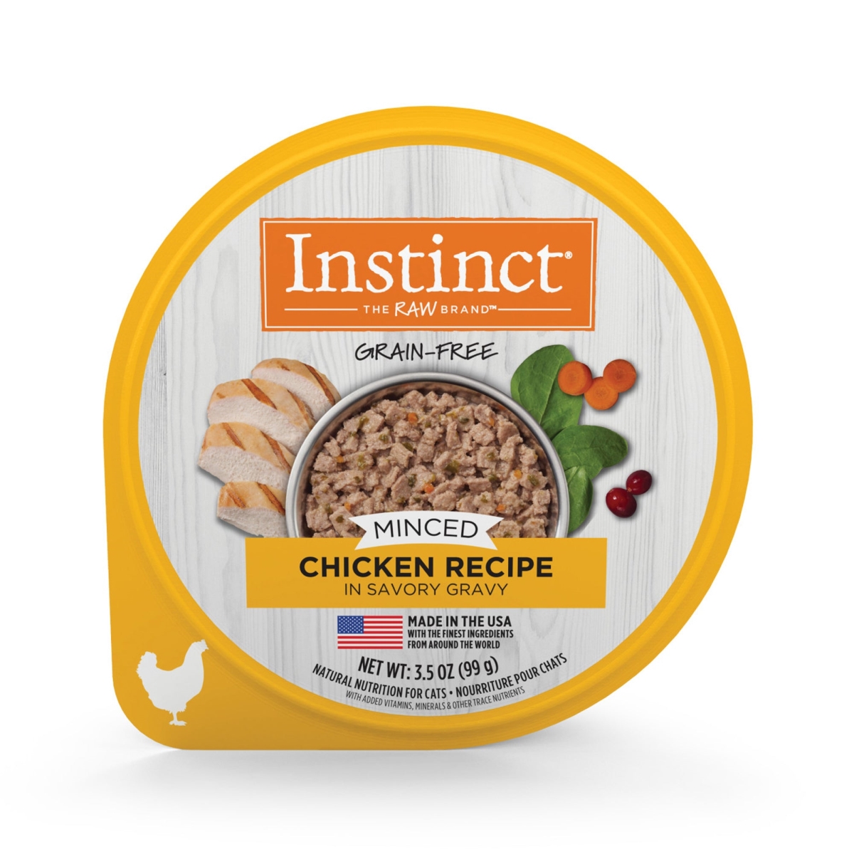 Picture of Natures Variety 769949610281 3.5 oz Minced Chicken Instinct Cat Food Cup - Case of 12