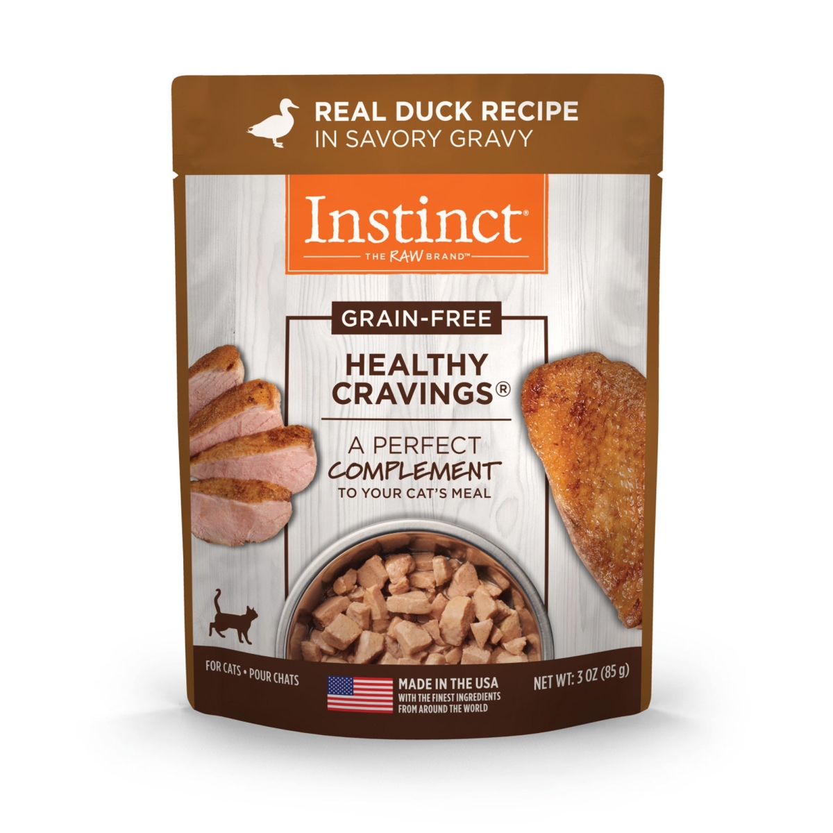 Picture of Natures Variety 769949610335 3 oz Healthy Cravings Duck Instinct Cat Food Pouch - Case of 24