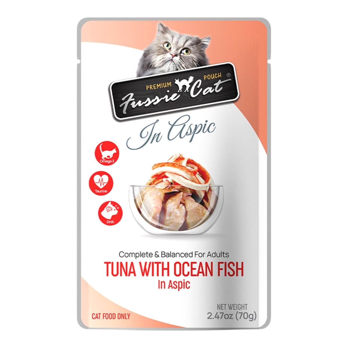 Picture of Fussie Cat 888641133918 2.47 oz Premium Tuna with Oceanfish in Aspic Pouch for Cat