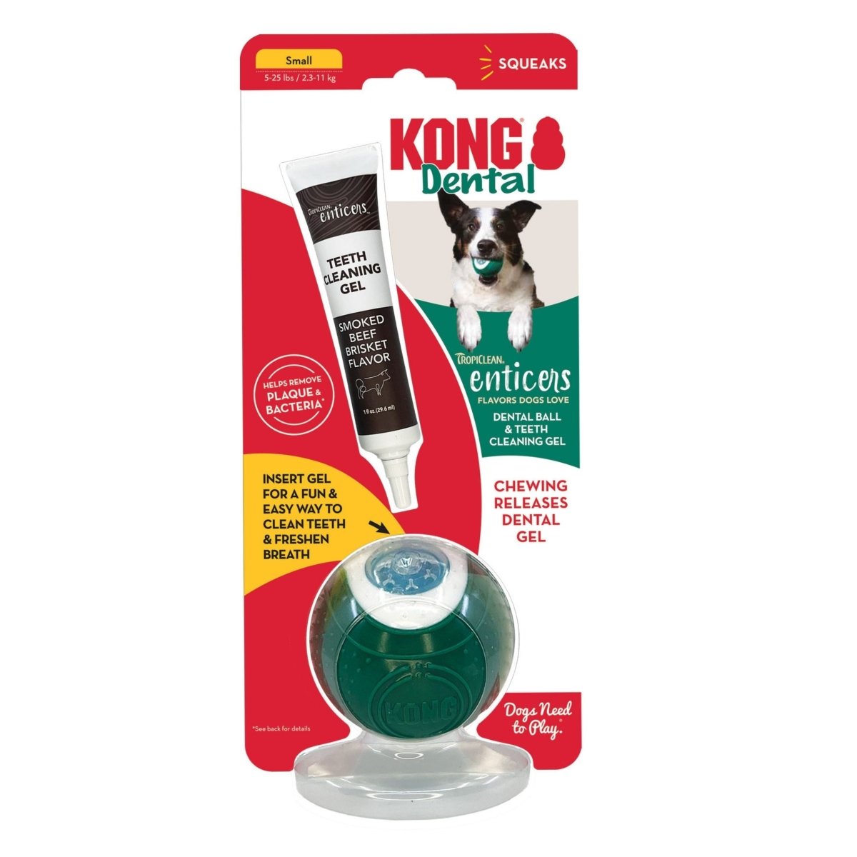 Picture of Kong 035585014760 1 oz Dental Ball Dog Toy with Tropiclean Enticer Teeth Cleaning Gel Honey Chicken - Small