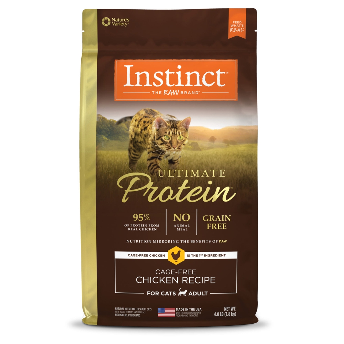 Picture of Natures Variety 769949658511 4 lbs Ultimate Protein Chicken Cage Free Instinct Cat Food - Case of 4