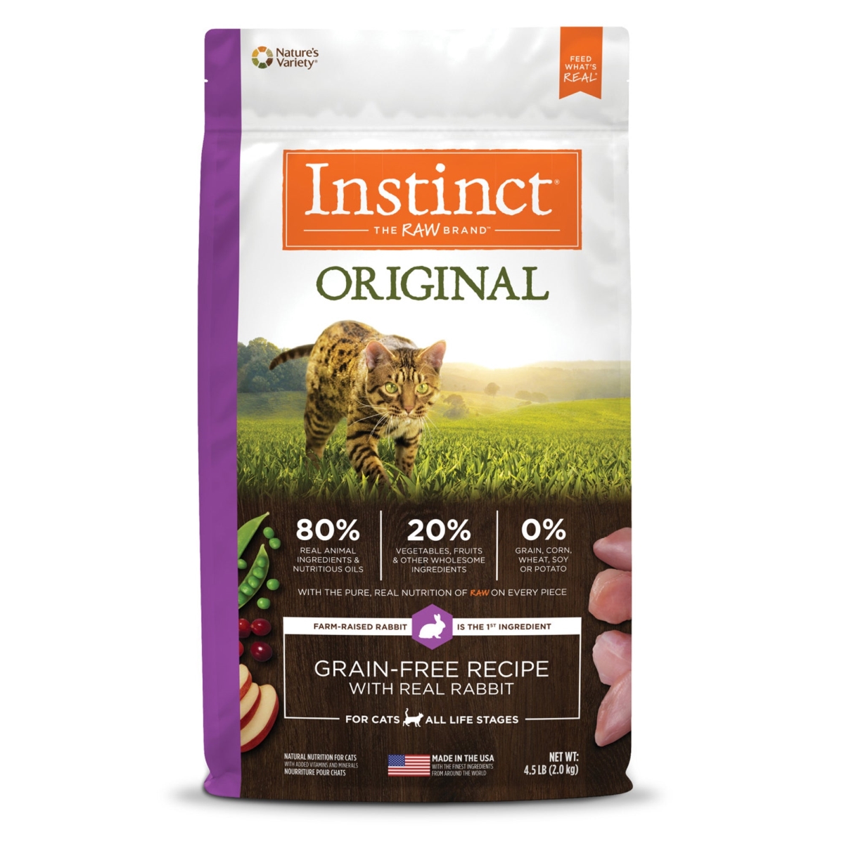 Picture of Natures Variety 769949658597 4.5 lbs Original Rabbit Grain Free Instinct Cat Food - Case of 4