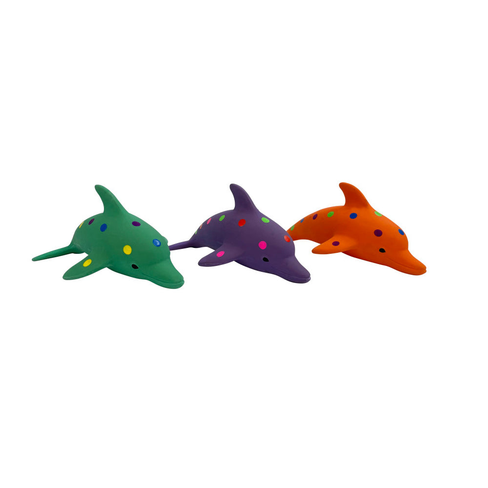 Picture of Multipet 784369573398 8.5 in. Pet Envy Waylon The Dolphin Latex Assorted Dog Toys