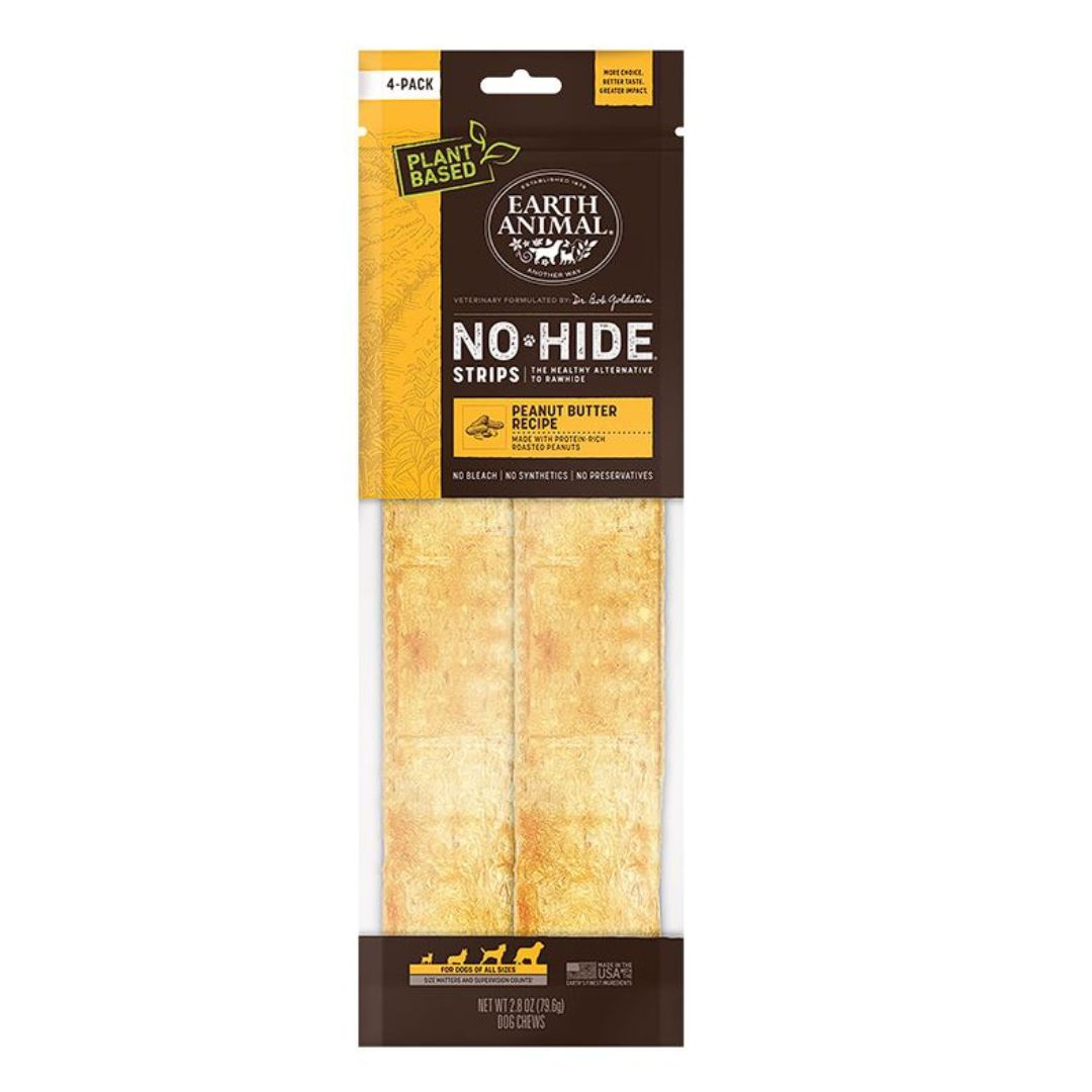 Picture of Earth Animal 810049514983 No Hide Dog Strips - Peanut Butter - Pack of 4