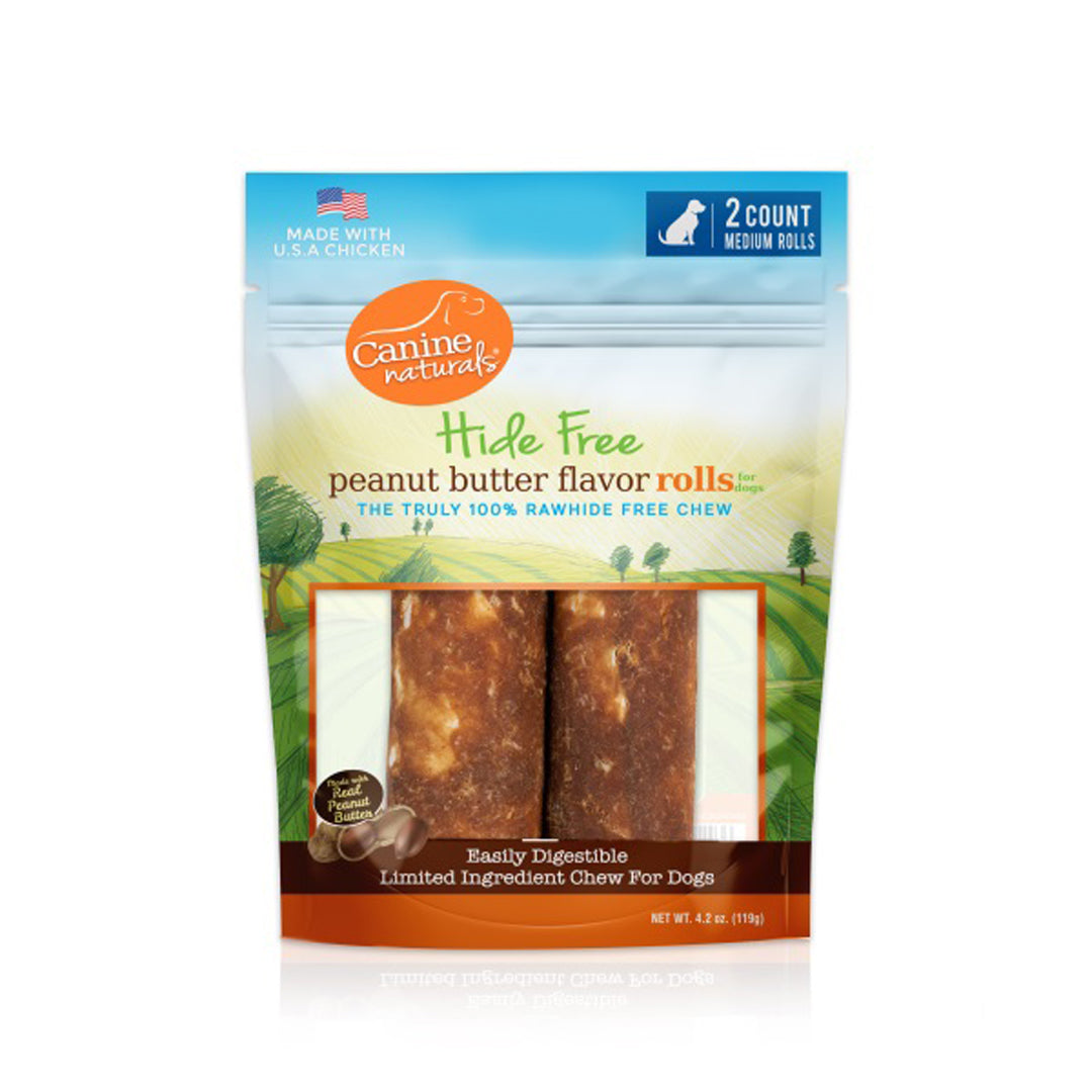 Picture of Canine Naturals 813432012936 4 in. Hide Free Peanut Butter Medium Roll - Pack of 2