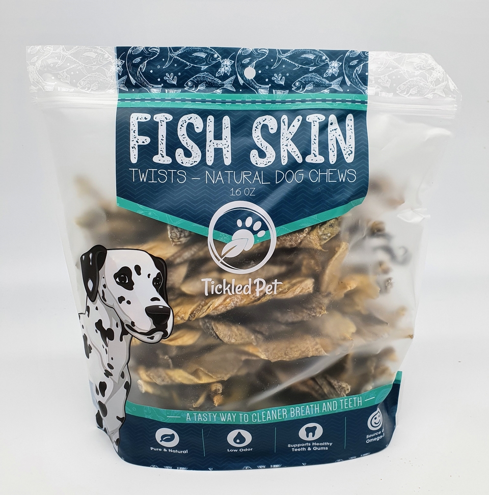 851582006207 16 oz Icelandic Codfish Skin Twists Dog Treats
