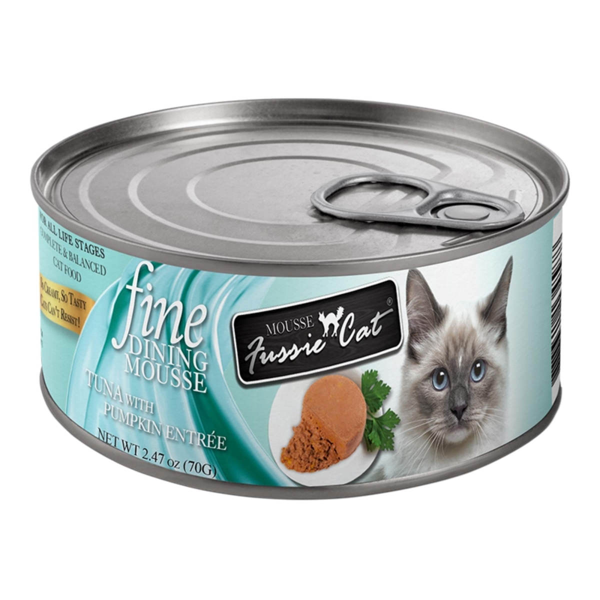 Picture of Fussie Cat 888641134588 2.47 oz Fine Dining Mousse Tuna with Pumpkin for Cat