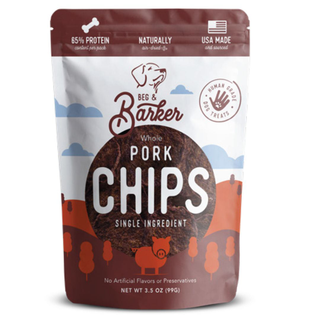 Picture of Beg & Barker 10850015093392 3.5 oz Pork Heart Chips Dog Treats