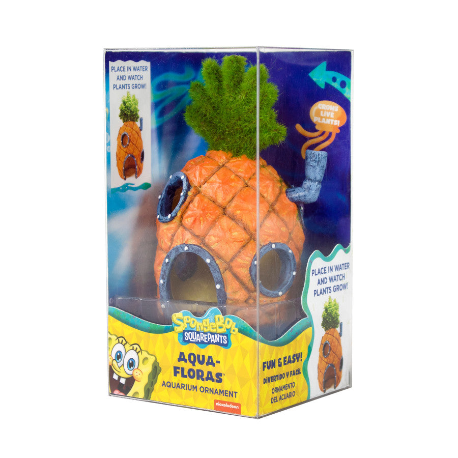 Picture of Penn-Plax 030172102738 Spongebob Aqua-Floras Living Pineapple House Aquarium Ornament - Medium