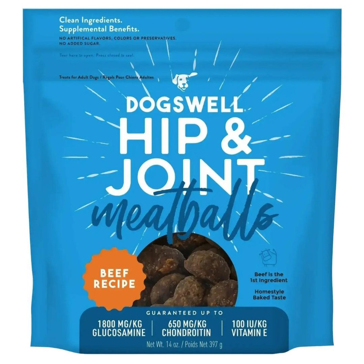 Dogswell Grain Free Hip and Joint Meatballs Dog Treats - Beef - 14 oz.