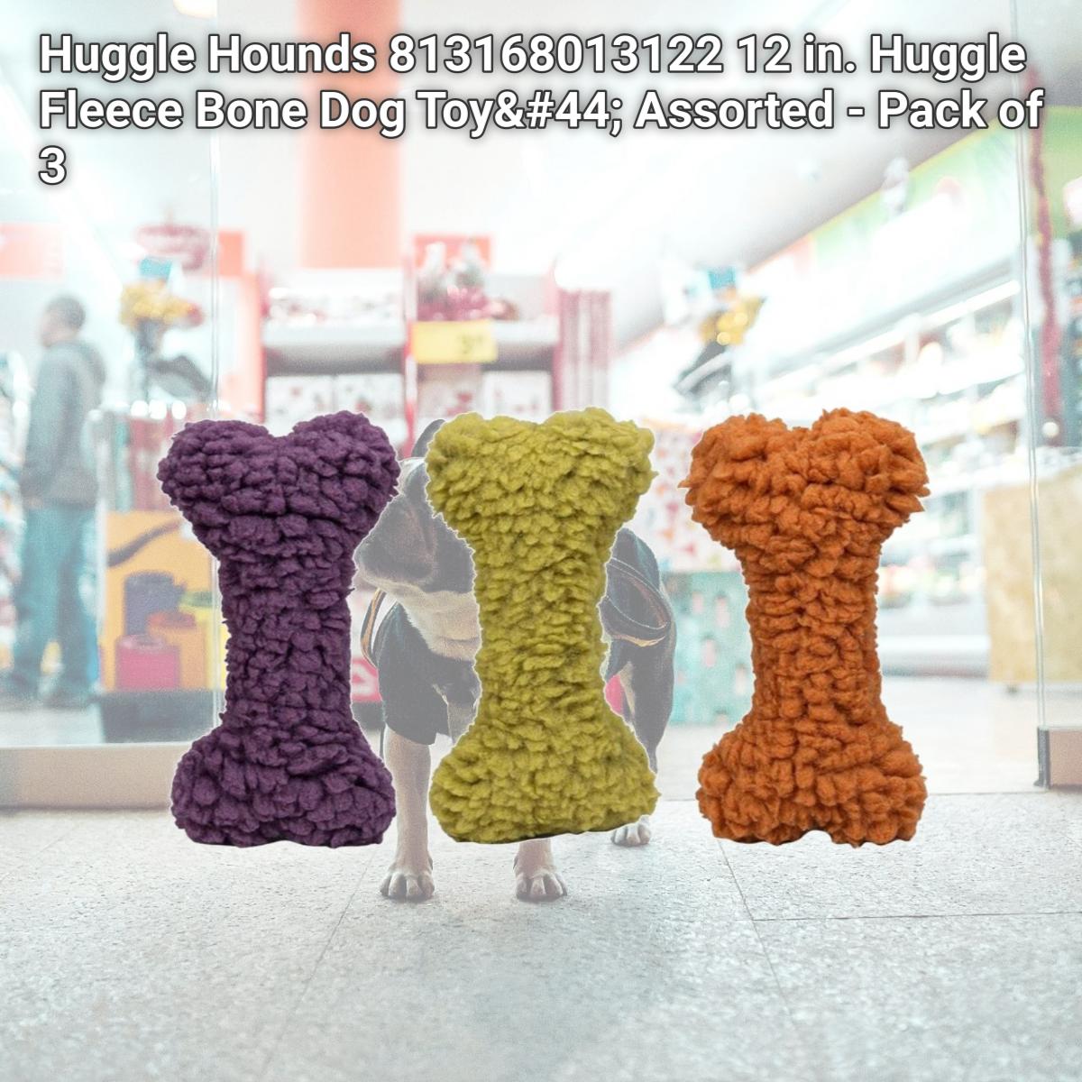 Picture of Huggle Hounds 813168013122 12 in. Huggle Fleece Bone Dog Toy&#44; Assorted - Pack of 3