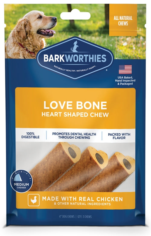 Picture of Barkworthies 840139129216 4 in. Love Bone Dog Treat - 45 Count
