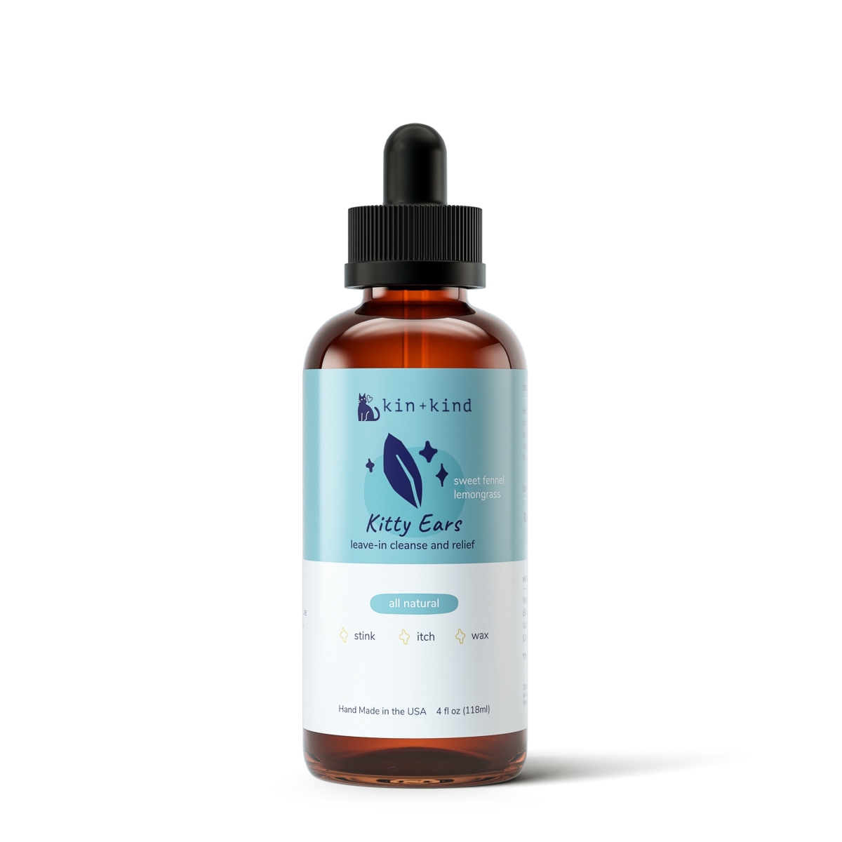 Picture of Kin Plus Kind 850027253008 4 oz Natural Kitty Ear Cleaner for Pet