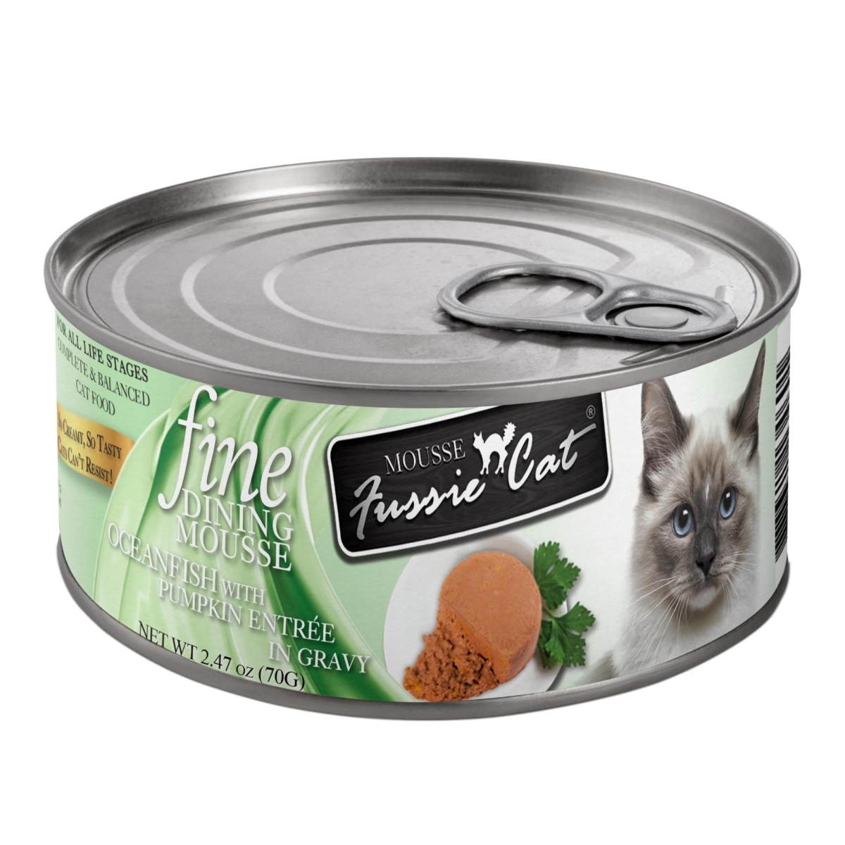 Picture of Fussie Cat 888641134601 2.47 oz Fine Dining Mousse Oceanfish with Pumpkin