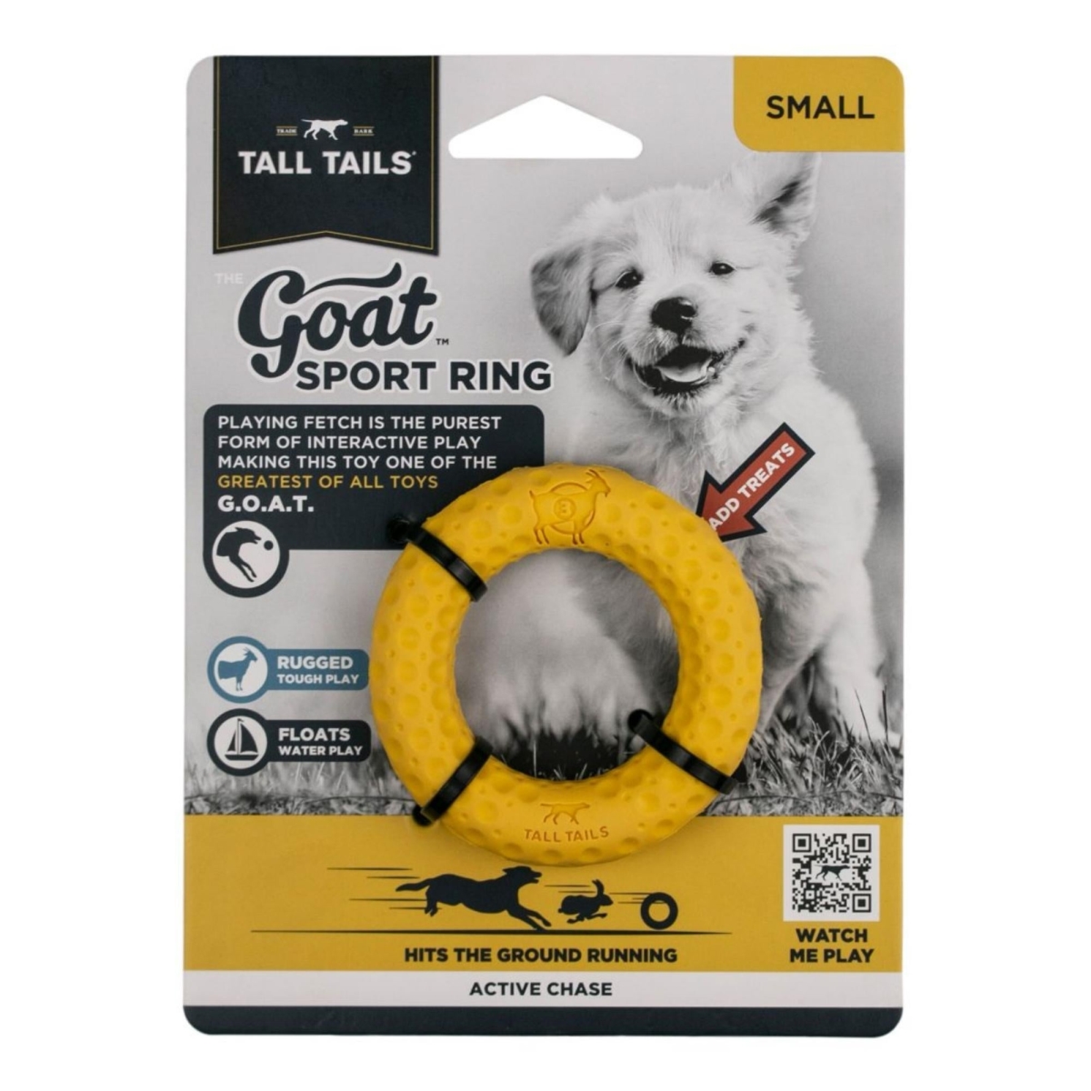 Picture of Tall Tails 022266177876 3 in. Goat Ring Dog Toy&#44; Yellow