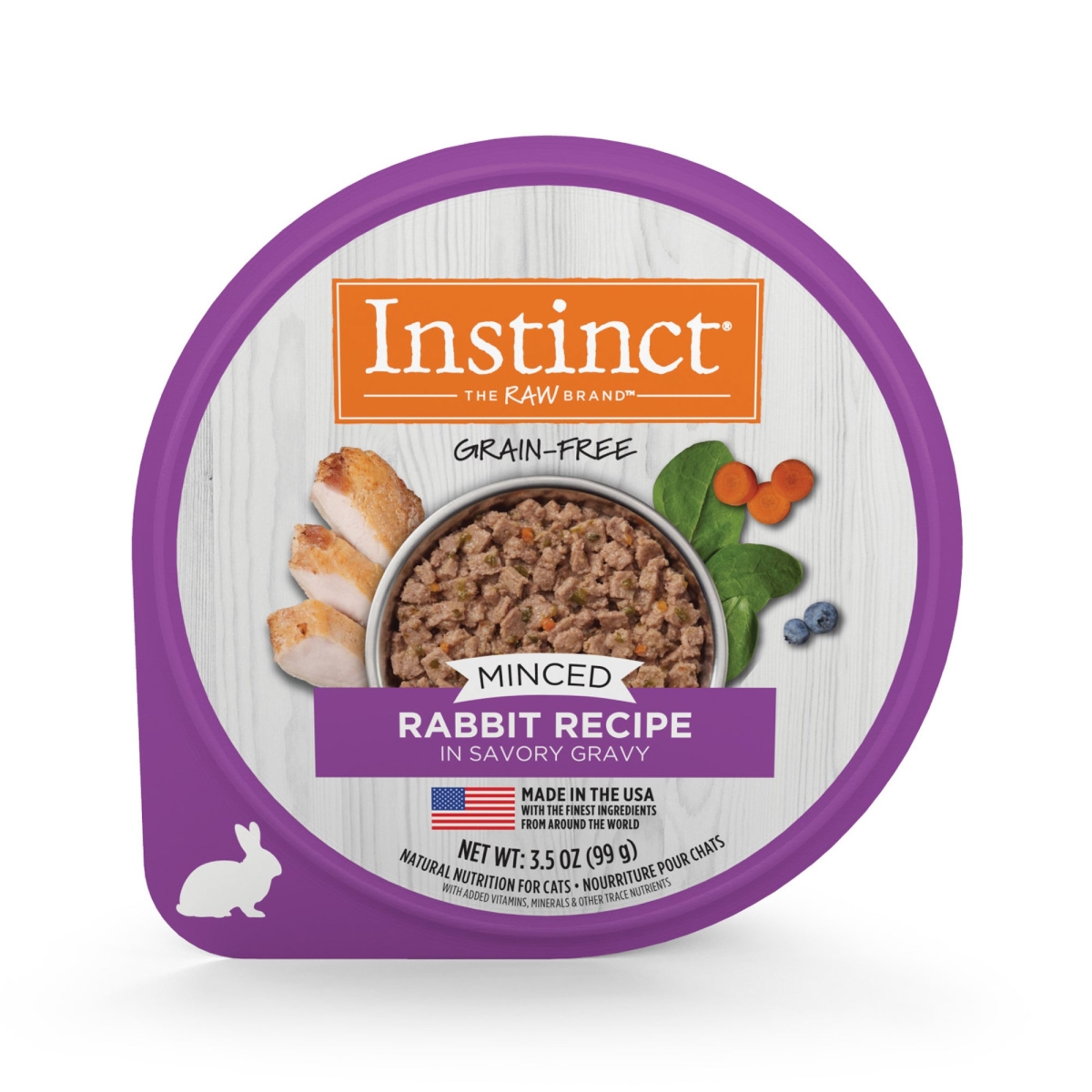 Picture of Natures Variety 769949610311 3.5 oz Minced Rabbit Instinct Cat Food Cup - Case of 12
