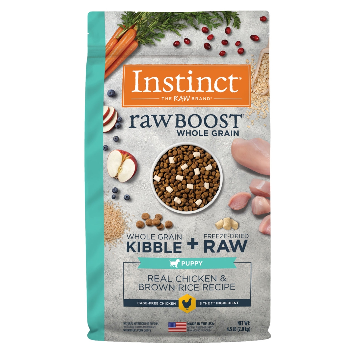 Picture of Natures Variety 769949652953 4.5 lbs Puppy Instinct Raw Boost Whole Grain Chicken Brown Rice - Case of 4