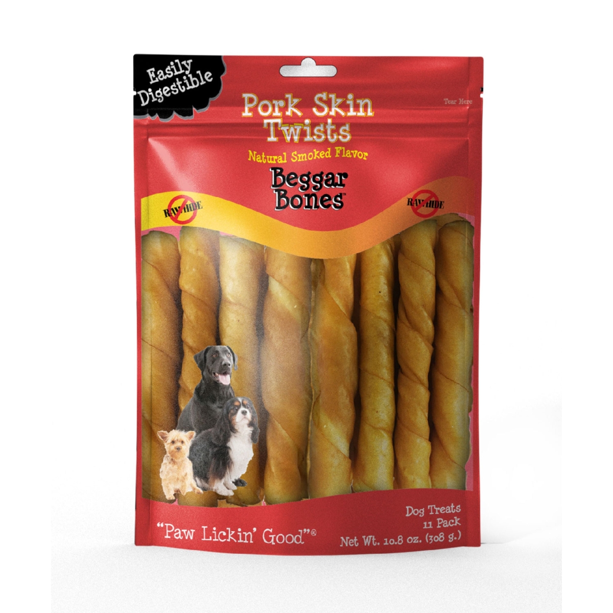 Picture of Savory Prime 810359003542 Beggar Bone Pork Skin Twists Dog Treats - Pack of 11