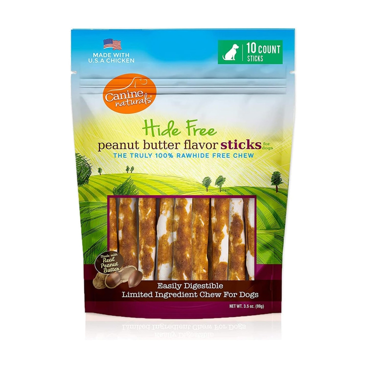Picture of Canine Naturals 813432012806 5 in. Hide Free Peanut Butter Stick - Pack of 10