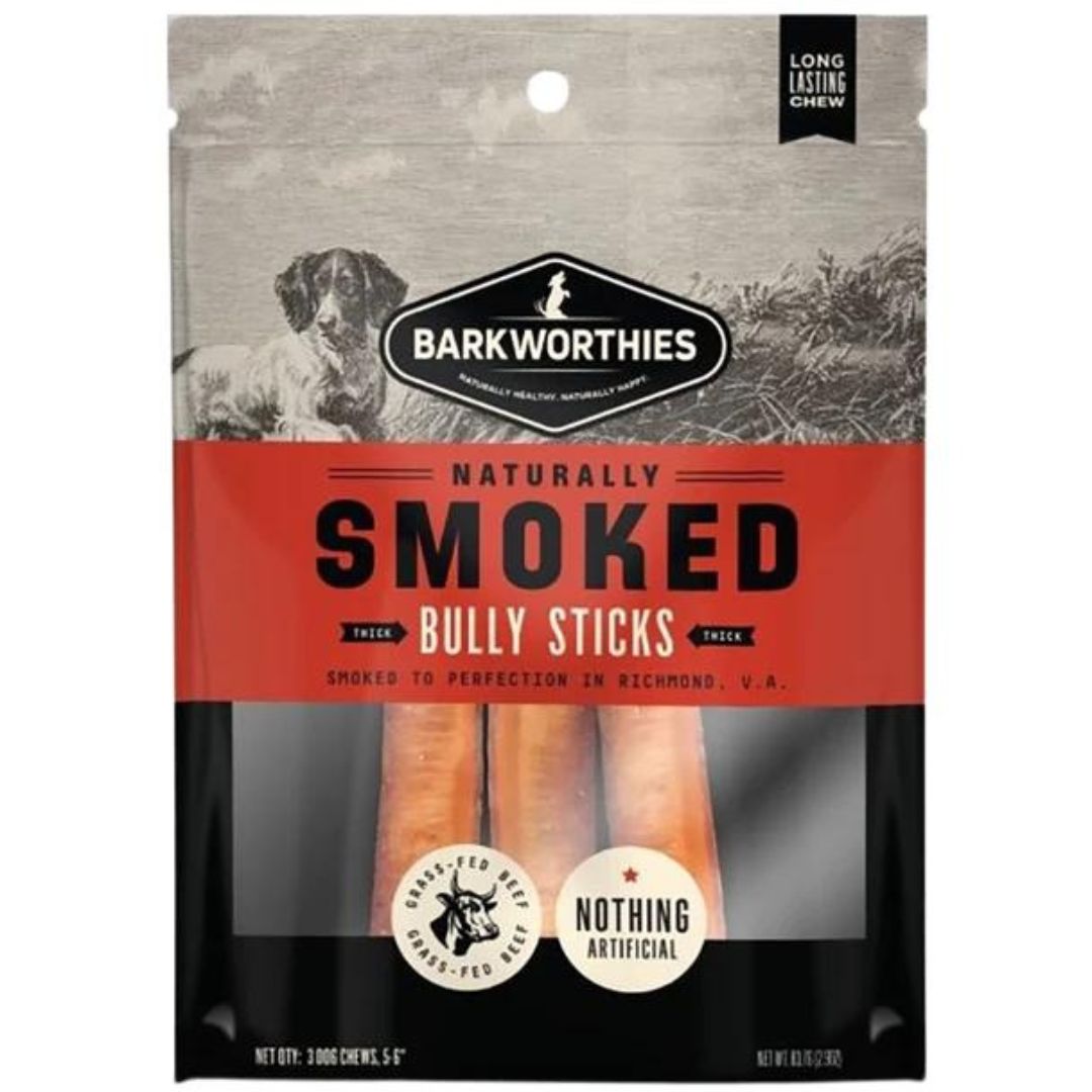 Picture of Barkworthies 840139130687 6 in. Smoked Bully Thick Dog Treat - Pack of 3