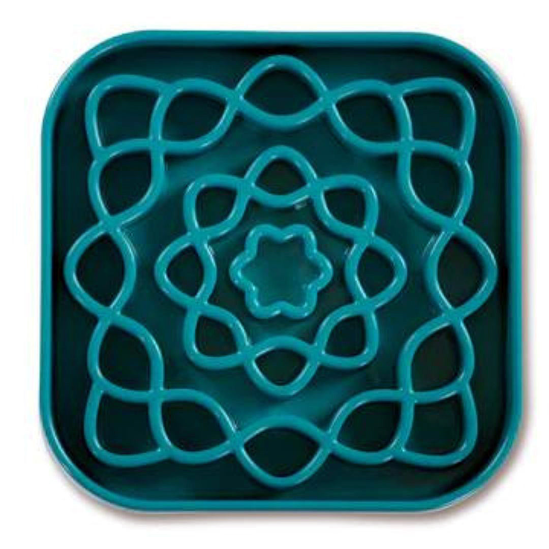 Square 2 Cup Dog & Cat Slow Feeder Food, Blue