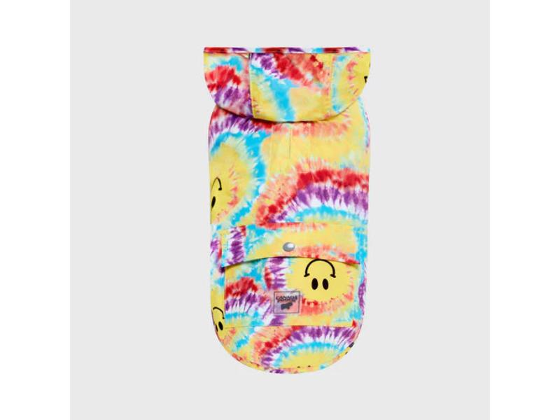 Picture of Canada Pooch 628284120278 Dog Pick Me Poncho Tie Dye Smiley Shirt - Size 10