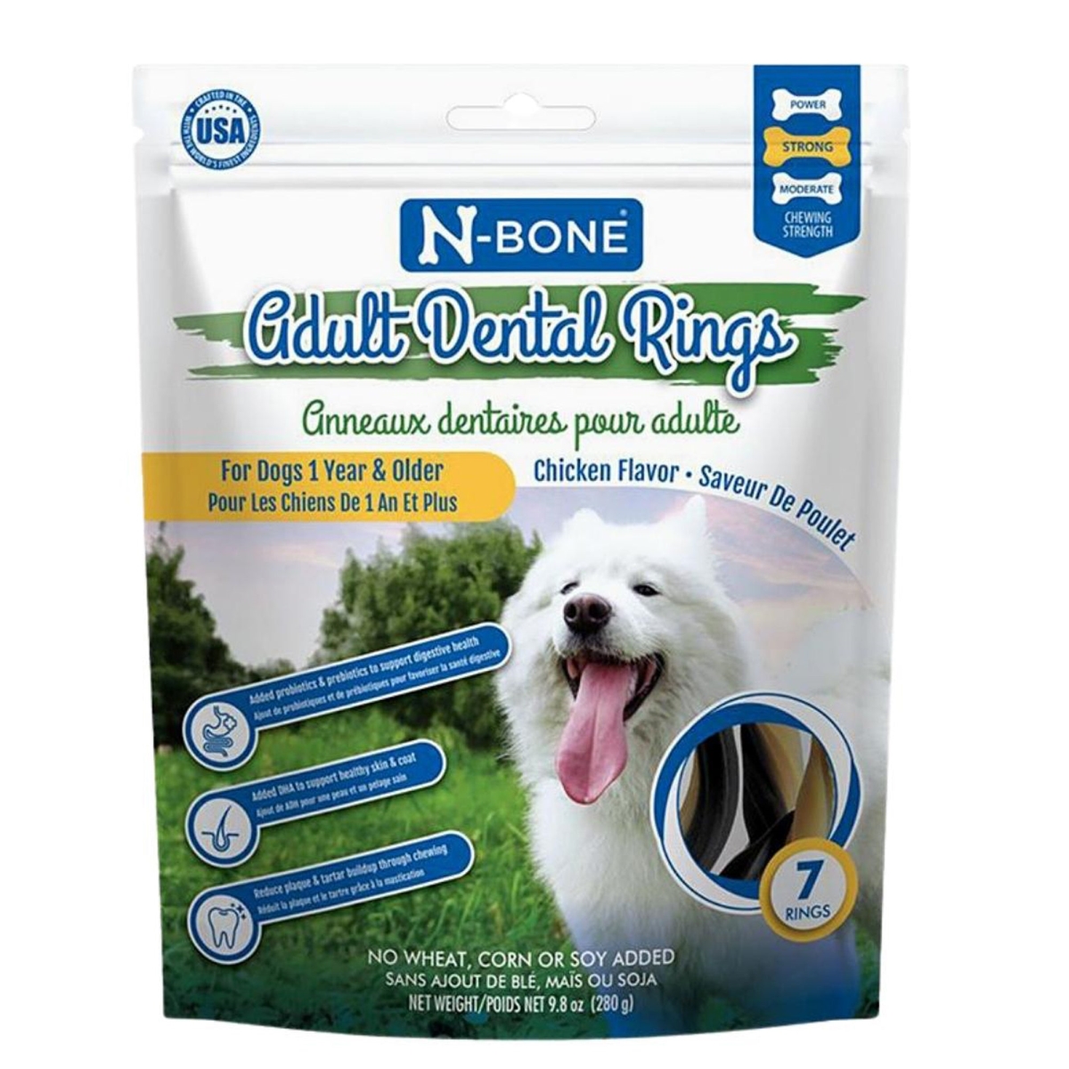 Picture of N-Bone 657546800832 Adult Dental Rings Dog Chew Chicken Treats - 7 Count