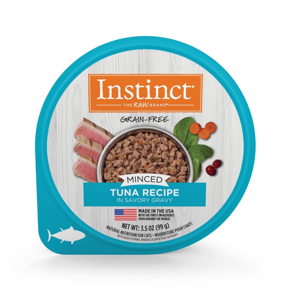 Picture of Natures Variety 769949610298 3.5 oz Minced Tuna Instinct Cat Food Cup - Case of 12