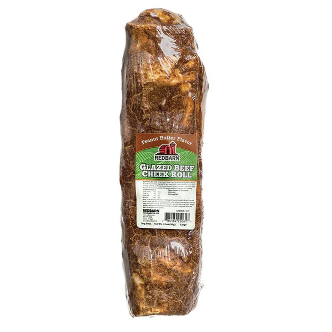 Picture of Red Barn 785184250617 Products Glazed Beef Cheek Roll Peanut Butter Dog Treat - Large
