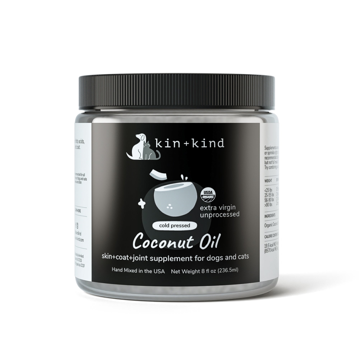 Picture of Kin Plus Kind 854362006237 4 oz Organic Skin-Coat-Joint Coconut Oil Supplement - Small