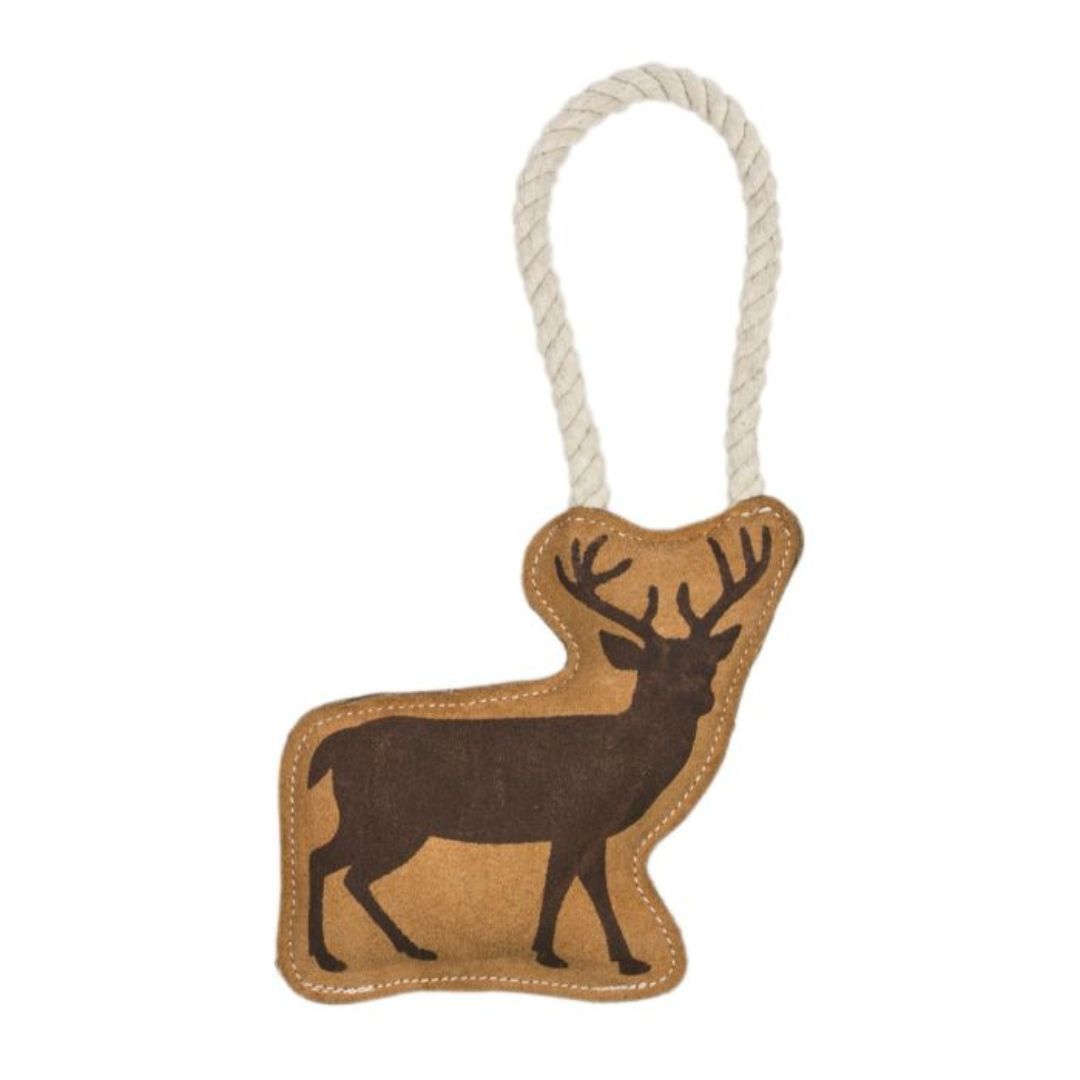 Picture of Territory 022266175605 8 in. Dog Natural Leather Tug Deer Toy