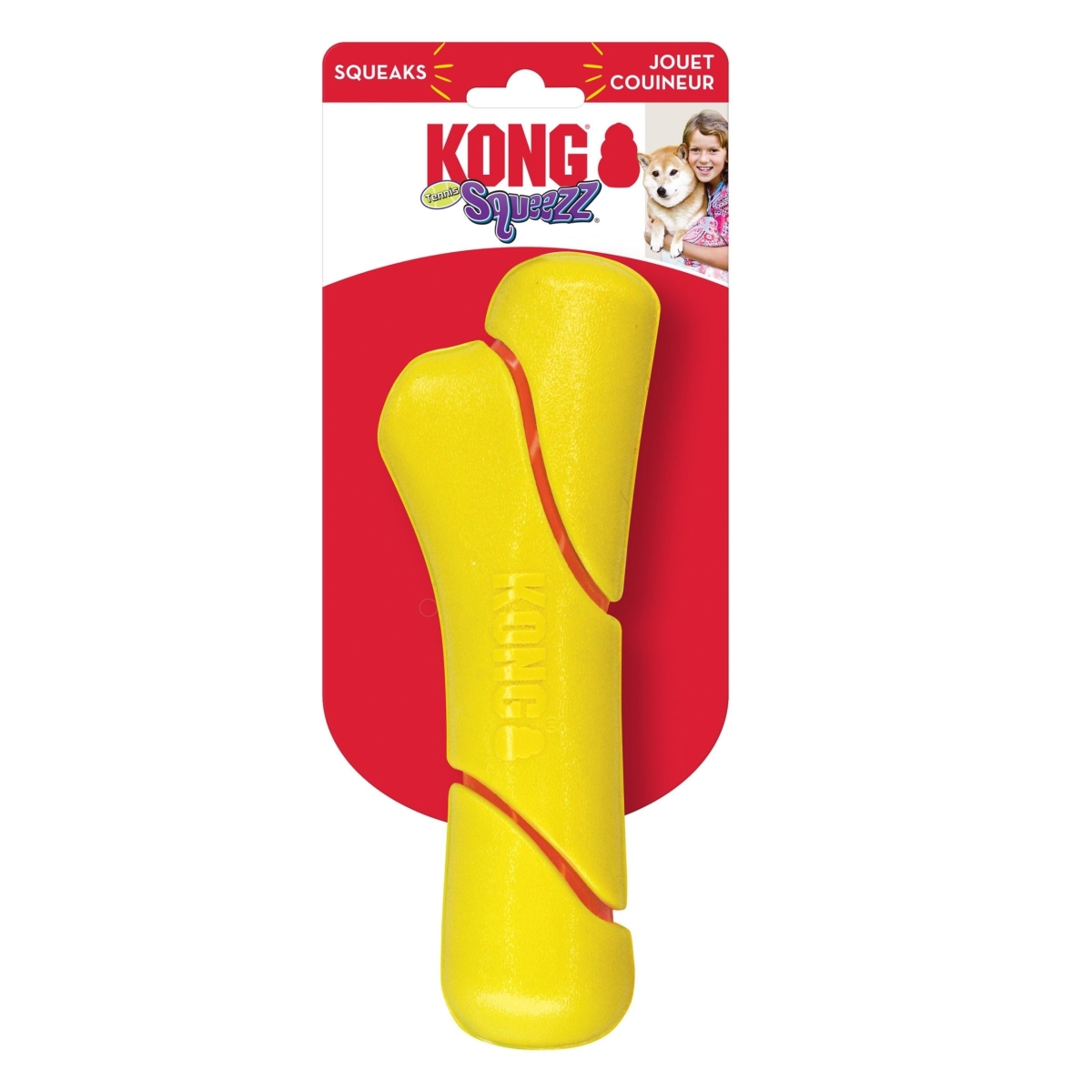 Picture of KONG 035585013817 Squeezz Tennis Stick Dog Toy&#44; Yellow - Large