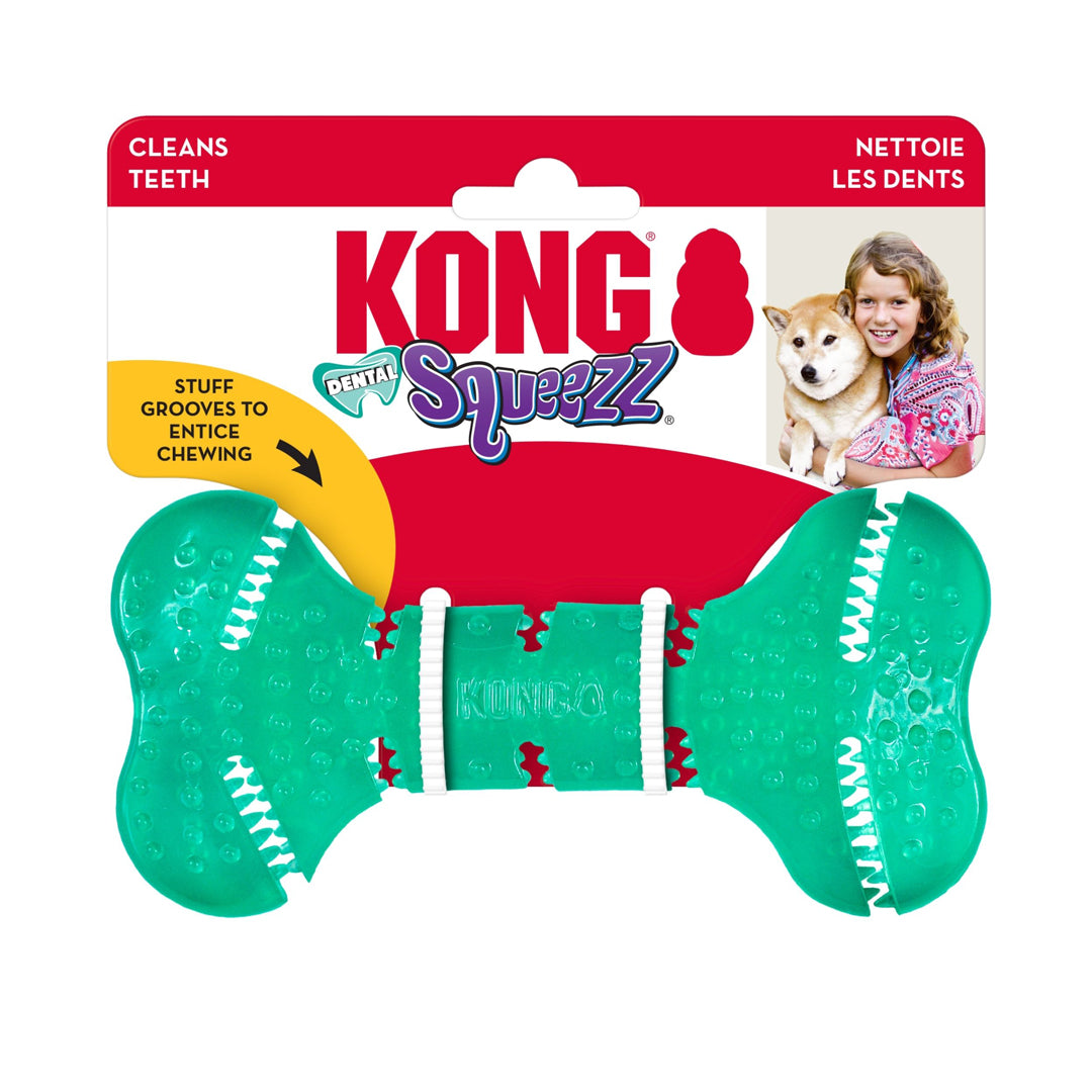 Picture of KONG 035585498720 Squeezz Dental Roller Bone Dog Chew Treats - Extra Small & Small