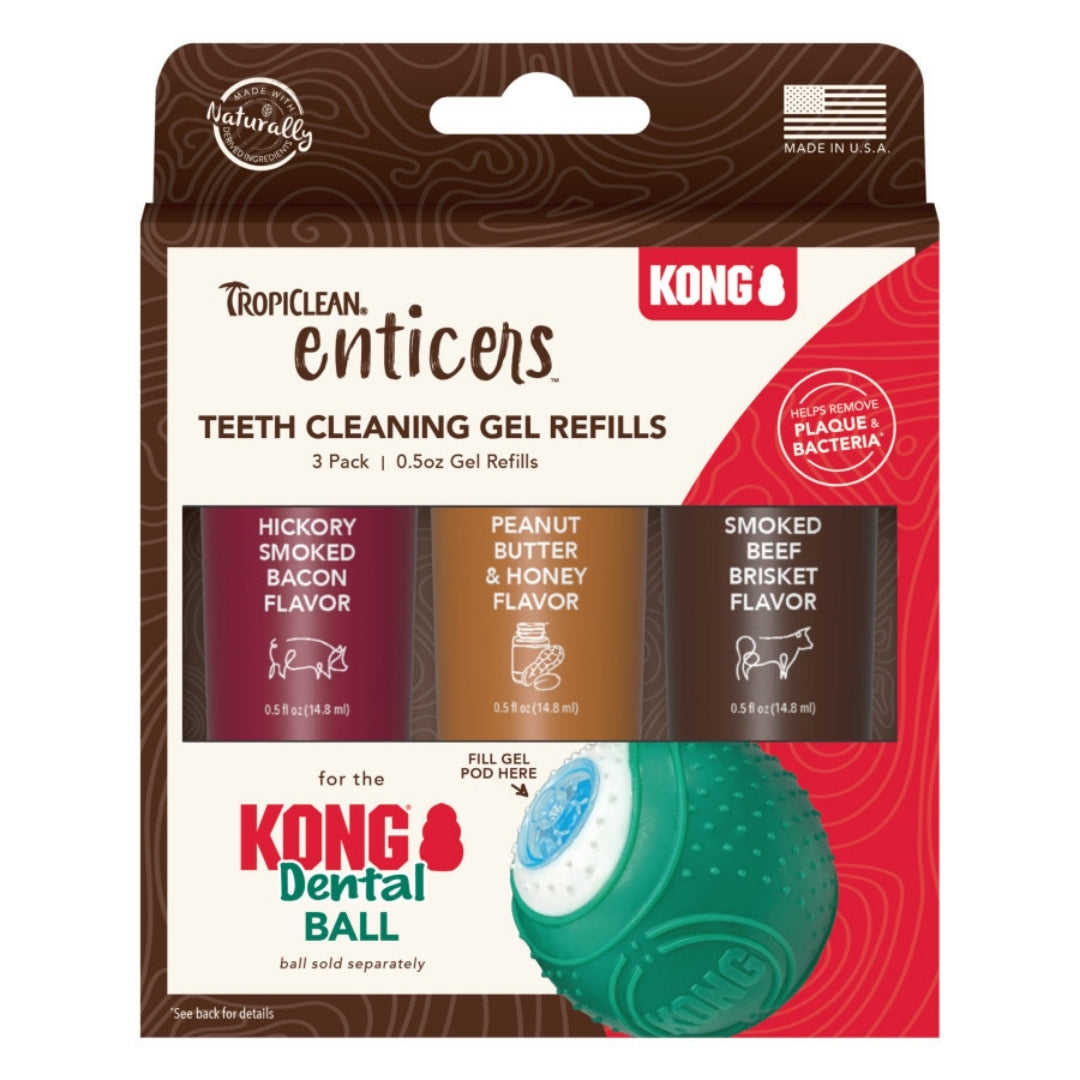 Picture of TropiClean 645095005976 Enticers Teeth Cleaning Gel Refills for Kong Dental Ball Variety - Pack of 3