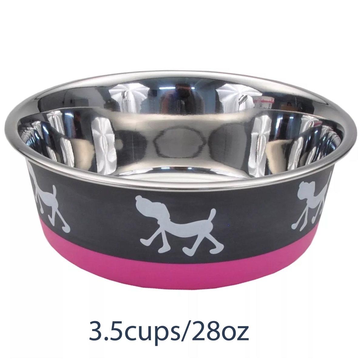 Picture of Coastal Pet Products 076484884559 3.5 oz Cups Maslow Design Series Non-Skid Pup Design Dog Bowls&#44; Pink & Grey
