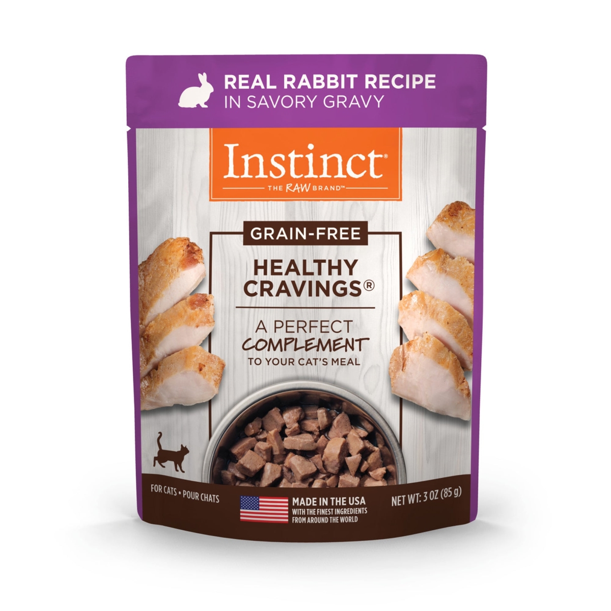Picture of Natures Variety 769949610342 3 oz Healthy Cravings Rabbit Instinct Cat Food Pouch - Case of 24