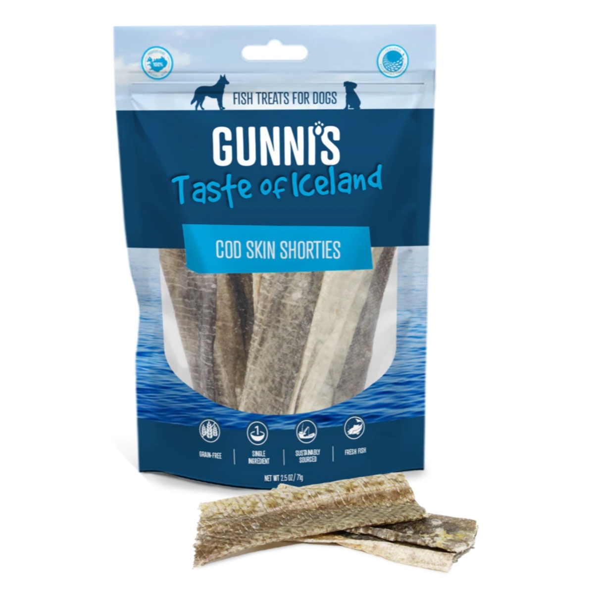 Picture of Gunnis 850043701279 2.5 oz Cod Skins Shorties Dog Treats