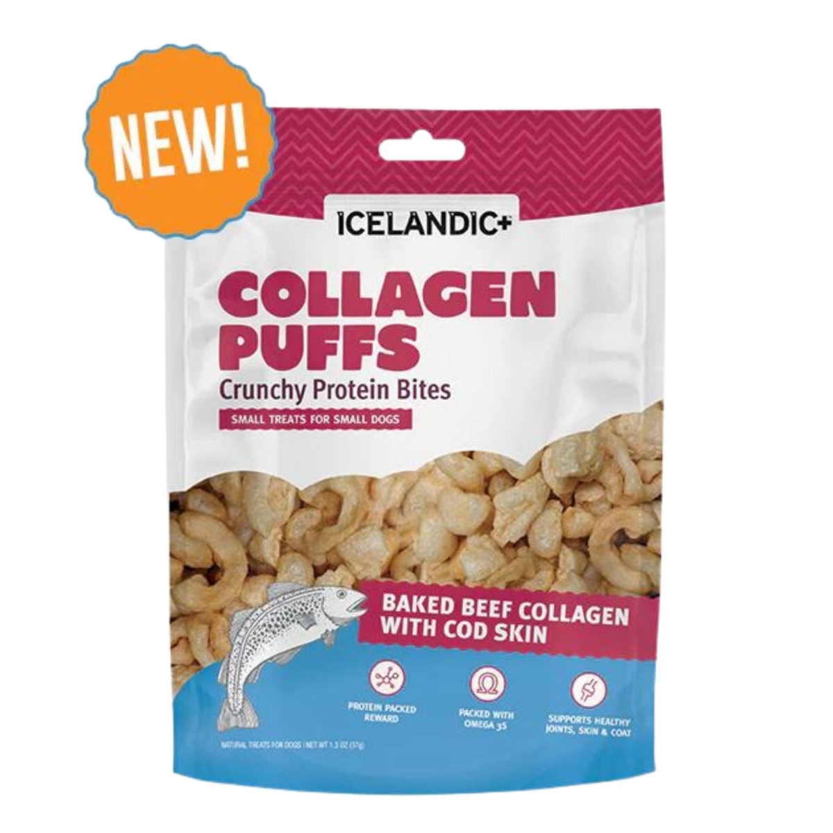 Picture of Icelandic 854854007742 1.3 oz Dog Collagen Puffs Bites with Fish
