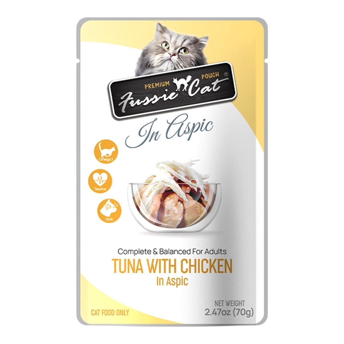 Picture of Fussie Cat 888641133888 2.47 oz Premium Tuna with Chicken in Aspic
