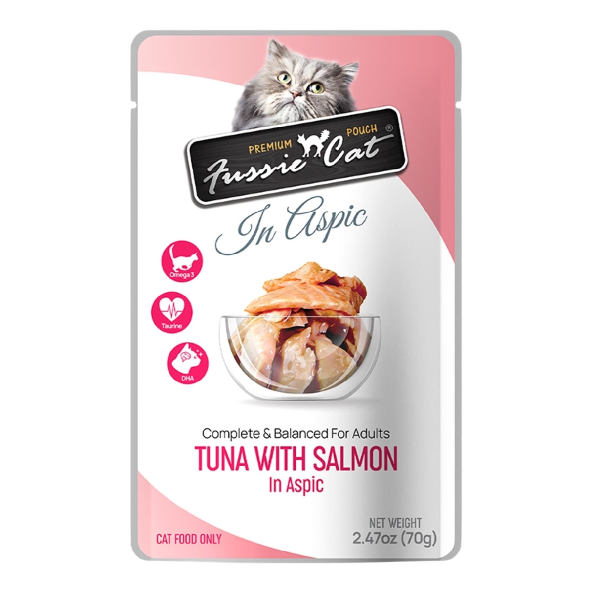 Picture of Fussie Cat 888641133895 2.47 oz Premium Tuna with Salmon in Aspic